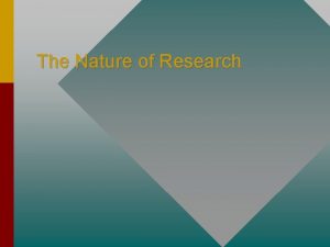 The Nature of Research The Nature of Research