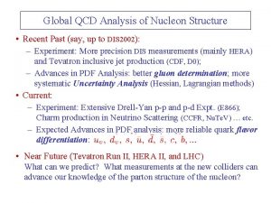 Global QCD Analysis of Nucleon Structure Recent Past