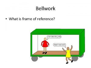 Bellwork What is frame of reference Motion reference