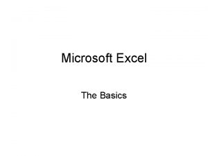 Microsoft Excel The Basics spreadsheet A type of