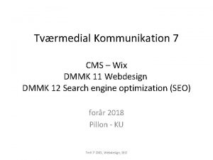 Tvrmedial Kommunikation 7 CMS Wix DMMK 11 Webdesign
