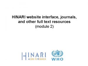 HINARI website interface journals and other full text
