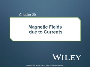 Chapter 29 Magnetic Fields due to Currents Copyright