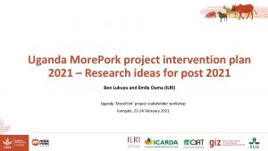 Uganda More Pork project intervention plan 2021 Research