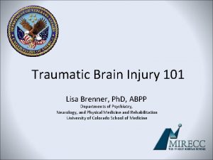 Traumatic Brain Injury 101 Lisa Brenner Ph D