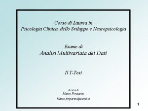 Corso di Laurea in Psicologia Clinica dello Sviluppo