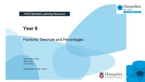 HIAS Blended Learning Resource Year 6 Fractions Decimals