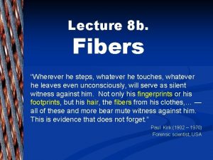 Lecture 8 b Fibers Wherever he steps whatever
