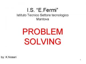 I S E Fermi Istituto Tecnico Settore tecnologico