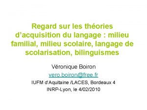 Regard sur les thories dacquisition du langage milieu