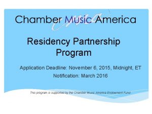 Residency Partnership Program Application Deadline November 6 2015