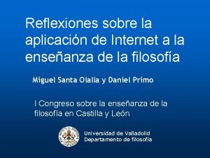 Reflexiones sobre la aplicacin de Internet a la