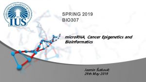 SPRING 2019 BIO 307 micro RNA Cancer Epigenetics