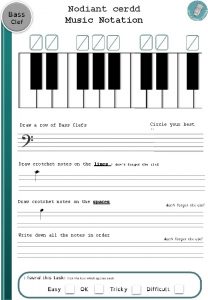 Nodiant cerdd Music Notation Draw a row of