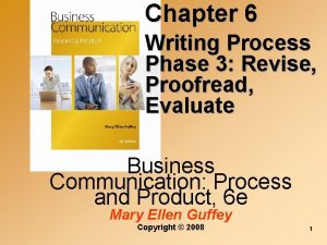 Chapter 6 Writing Process Phase 3 Revise Proofread