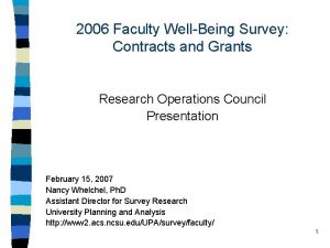 2006 Faculty WellBeing Survey Contracts and Grants Research