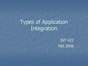 Types of Application Integration IST 421 Fall 2006