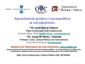 Aproximaci jurdica i sociopoltica al vot electrnic Dr