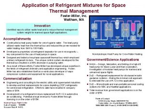 Application of Refrigerant Mixtures for Space Thermal Management