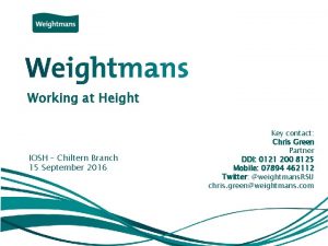 Working at Height IOSH Chiltern Branch 15 September