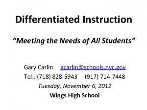 Differentiated Instruction Meeting the Needs of All Students