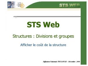 STS Web Structures Divisions et groupes Afficher le