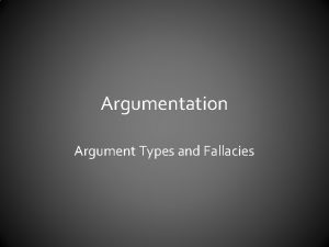 Argumentation Argument Types and Fallacies Richard Weavers Argument