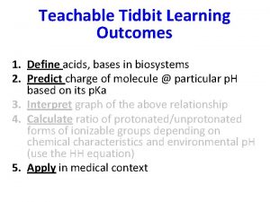 Teachable Tidbit Learning Outcomes 1 Define acids bases