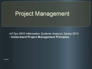 Project Management Inf Sys 3810 Information Systems Analysis