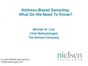 AddressBased Sampling What Do We Need To Know