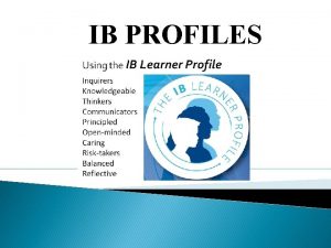 IB PROFILES INQUIRERS WE K S O A