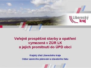 Veejn prospn stavby a opaten vymezen v ZR