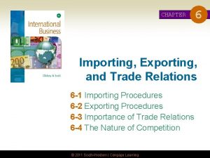 CHAPTER 6 Importing Exporting and Trade Relations 6