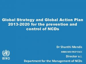 Global Strategy and Global Action Plan 2013 2020