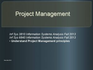Project Management Inf Sys 3810 Information Systems Analysis