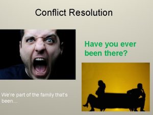 Conflict Resolution Have you ever been there Were