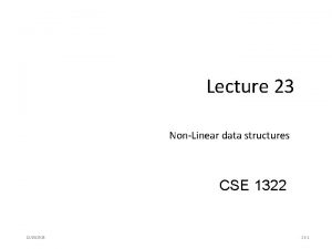 Lecture 23 NonLinear data structures CSE 1322 12102018