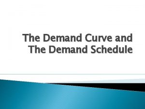 The Demand Curve and The Demand Schedule Demand