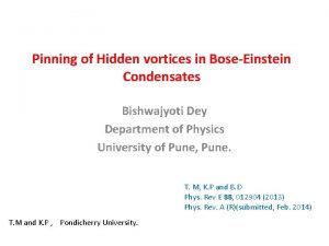 Pinning of Hidden vortices in BoseEinstein Condensates Bishwajyoti