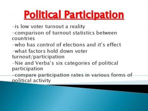 Political Participation is low voter turnout a reality