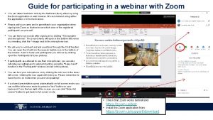 Guide for participating in a webinar with Zoom