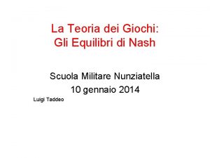 La Teoria dei Giochi Gli Equilibri di Nash