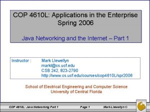 COP 4610 L Applications in the Enterprise Spring