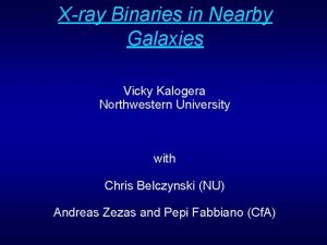 Xray Binaries in Nearby Galaxies Vicky Kalogera Northwestern