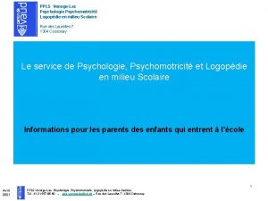 PPLS VenogeLac Psychologie Psychomotricit Logopdie en milieu Scolaire