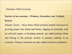 Structure of the Economy Sectors of an economy