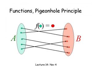 Functions Pigeonhole Principle f A B Lecture 14