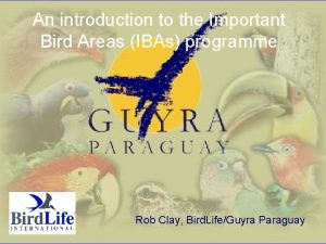 An introduction to the Important Bird Areas IBAs