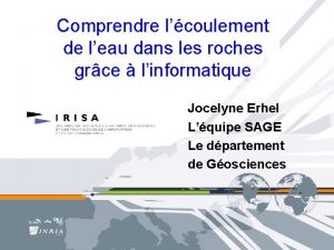 Comprendre lcoulement de leau dans les roches grce