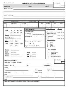 Landowner and Access Information Form Revised 121115 For